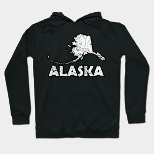 Mandala art map of Alaska with text in white Hoodie